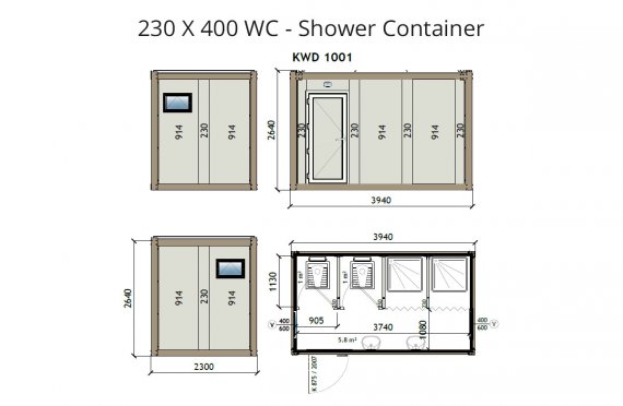 KW4 230X400 WC - Լոգարանային Խցիկ