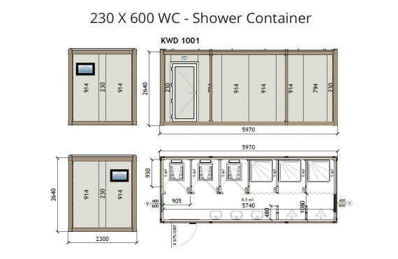 KW6 230X600 WC - Լոգարան Կոնտեյներ